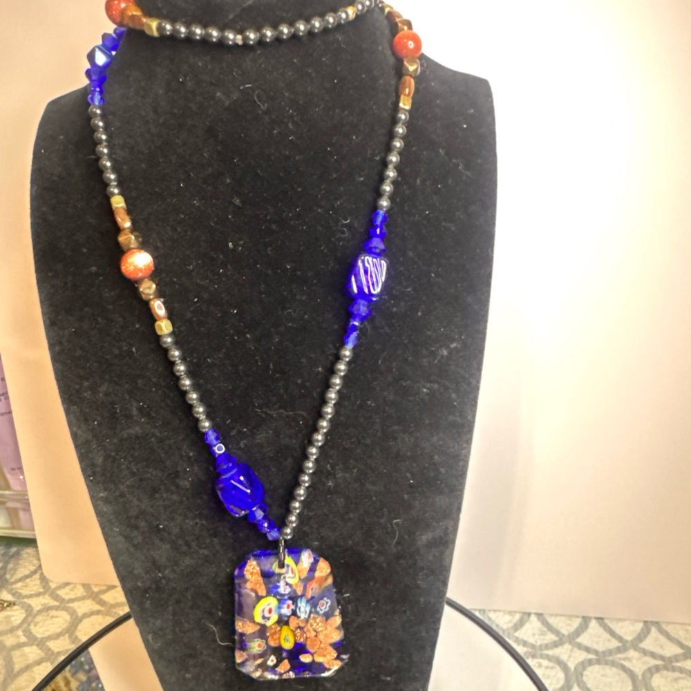 Source Unknown Blue Beaded Necklace